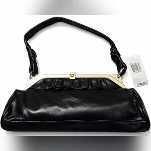 🖤 LOVCAT Paris Vintage Black Leather Frame Bag NWT Heart Details